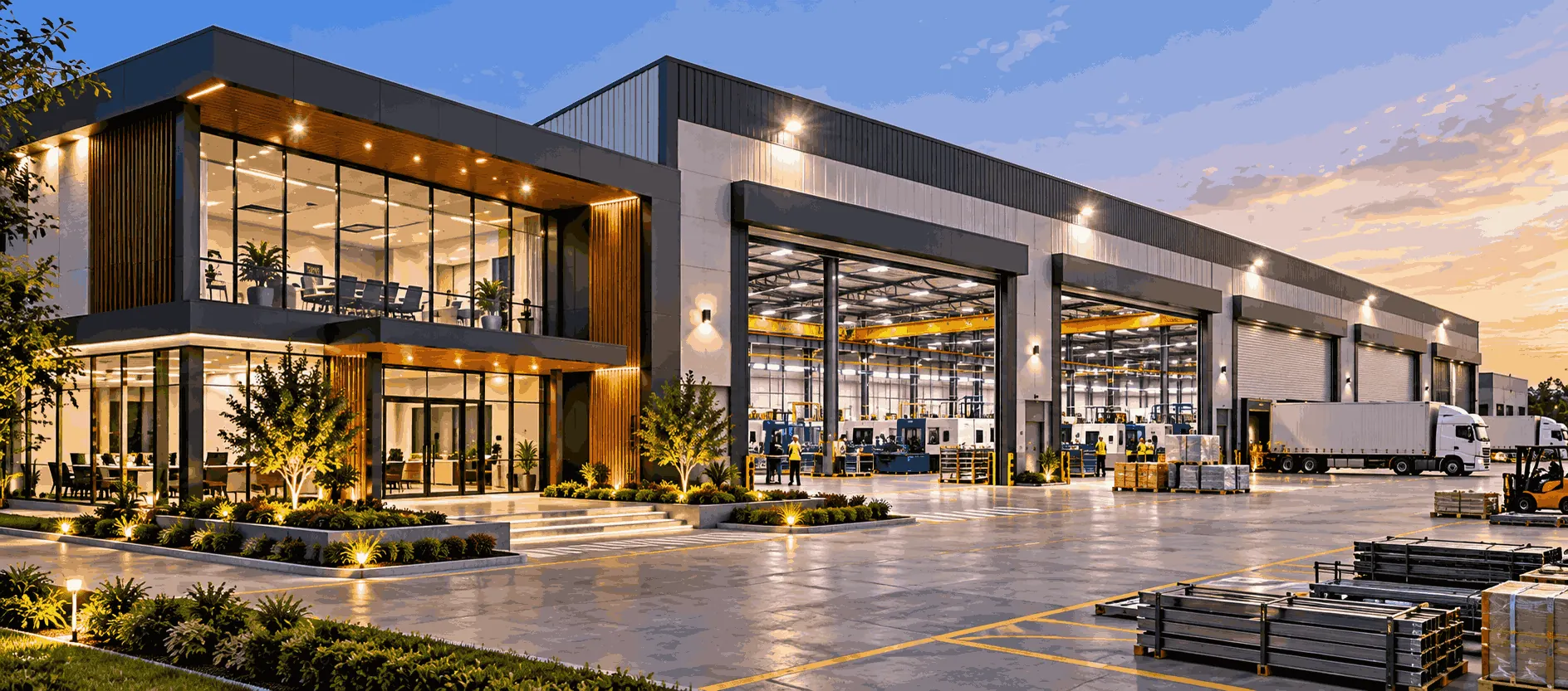 Modern industrial facility and warehouse